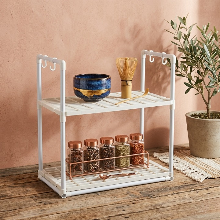 2-Tier Microwave Oven Storage Rack – Space-Saving Kitchen Organizer