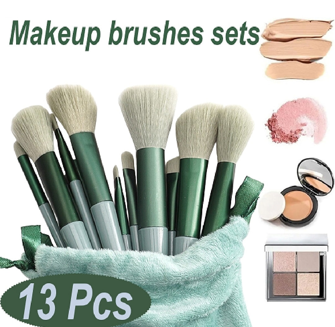 13-Piece Makeup Brush Set with Storage Pouch – Soft Bristle Makeup Brushes