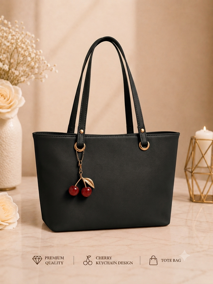 Cherry Charm Women's Tote Bag – Spacious Dual-Compartment Shoulder Bag