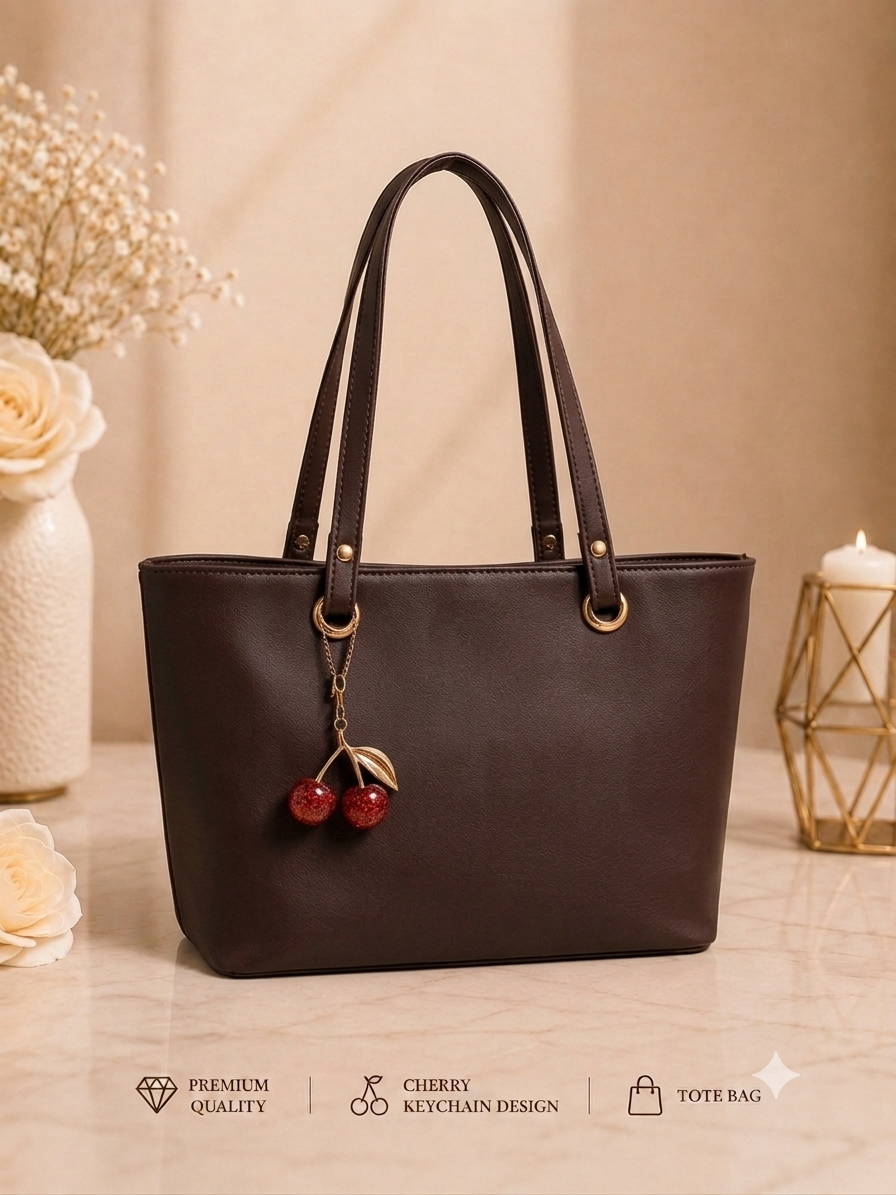 Cherry Charm Women's Tote Bag – Spacious Dual-Compartment Shoulder Bag
