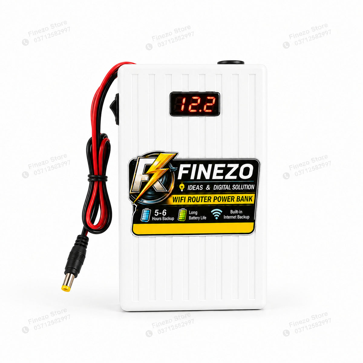 Finezo 12V WiFi Router Power Bank 6000mAh – Mini Router UPS with Volt Display
