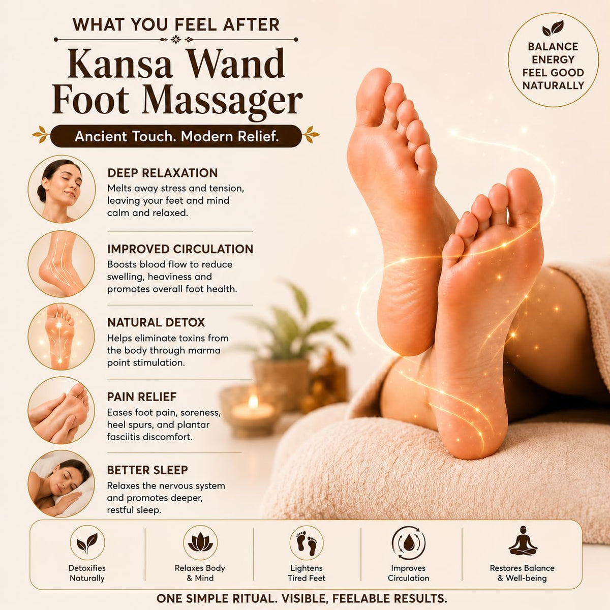 Kansa Wand Face & Foot Massager – Ayurvedic Bronze Massage Tool