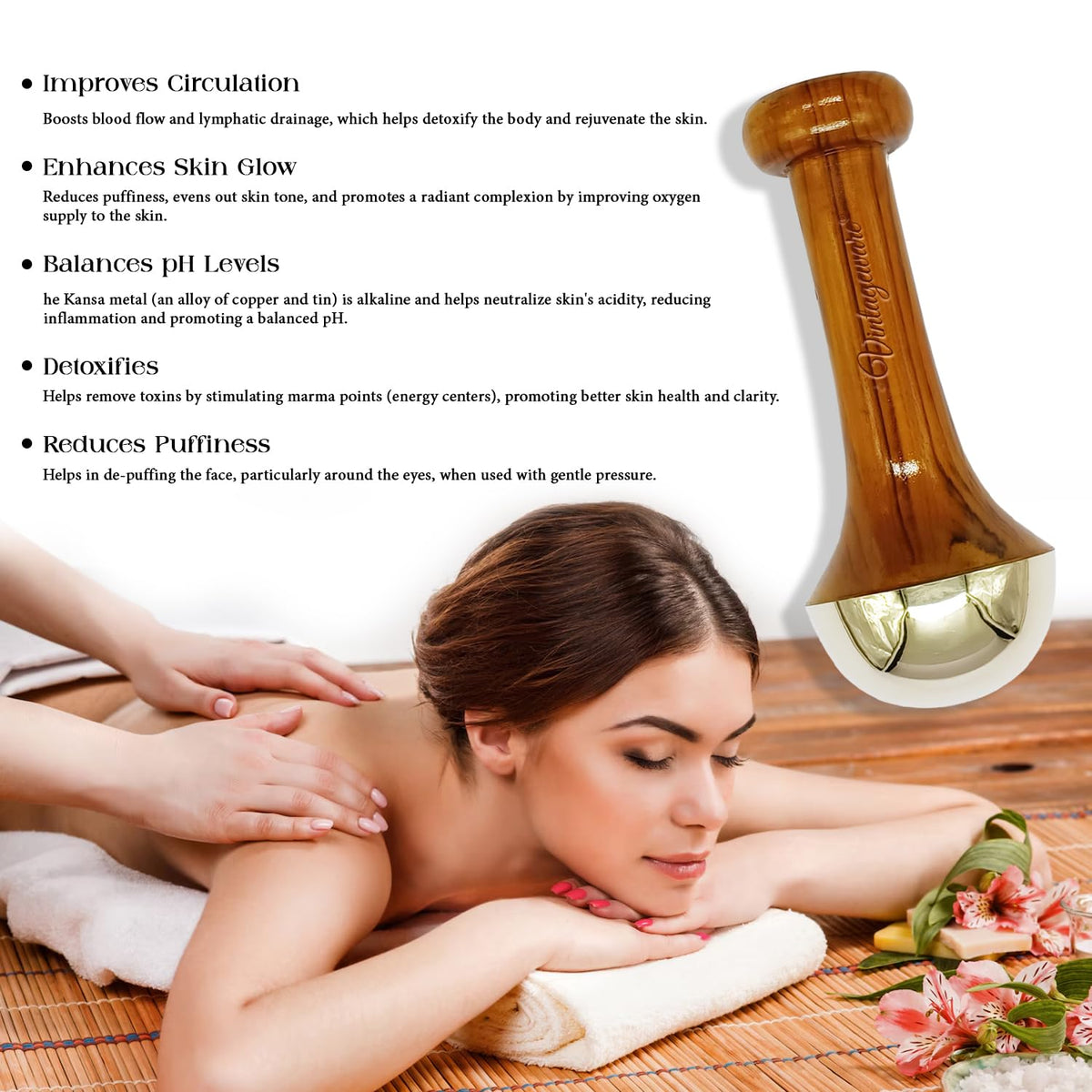 Kansa Wand Face & Foot Massager – Ayurvedic Bronze Massage Tool