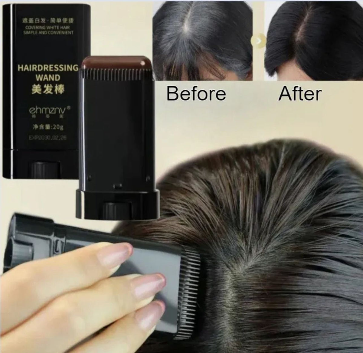 Instant Root Touch-Up Hair Color Stick – Black Temporary Gray Hair Cover