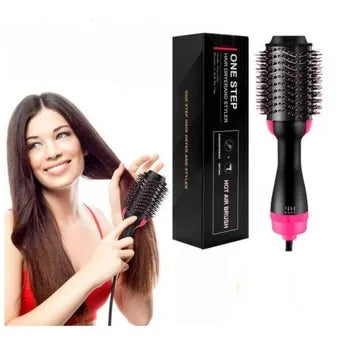 3-in-1 Professional Hot Air Hair Brush Styler – Dryer, Straightener & Curler