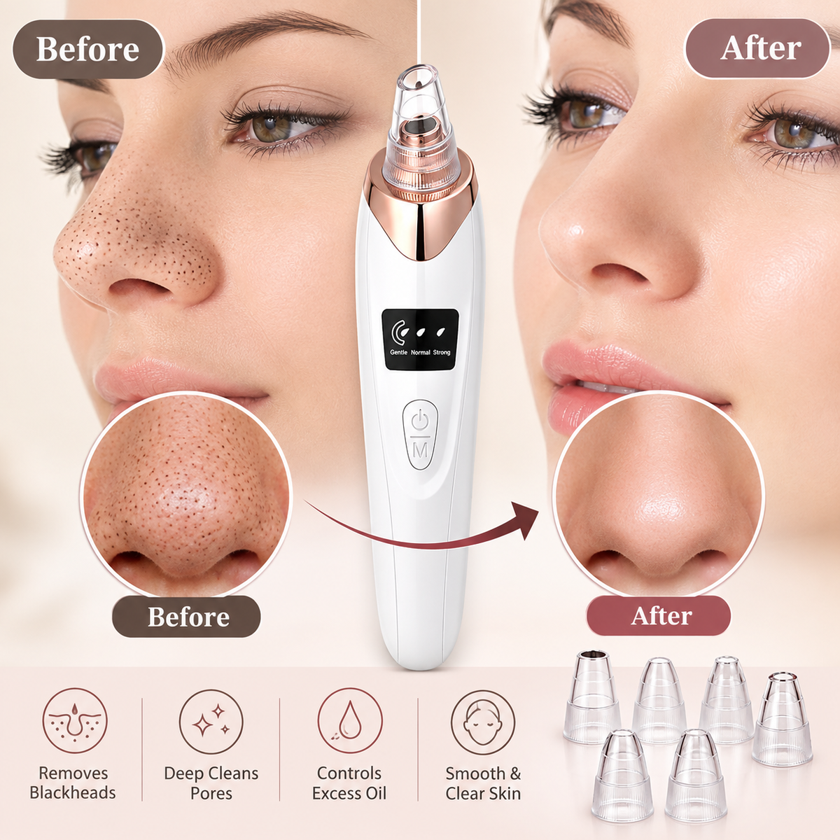 5-in-1 Rechargeable Blackhead Remover Machine – Facial Vacuum Pore Cleaner