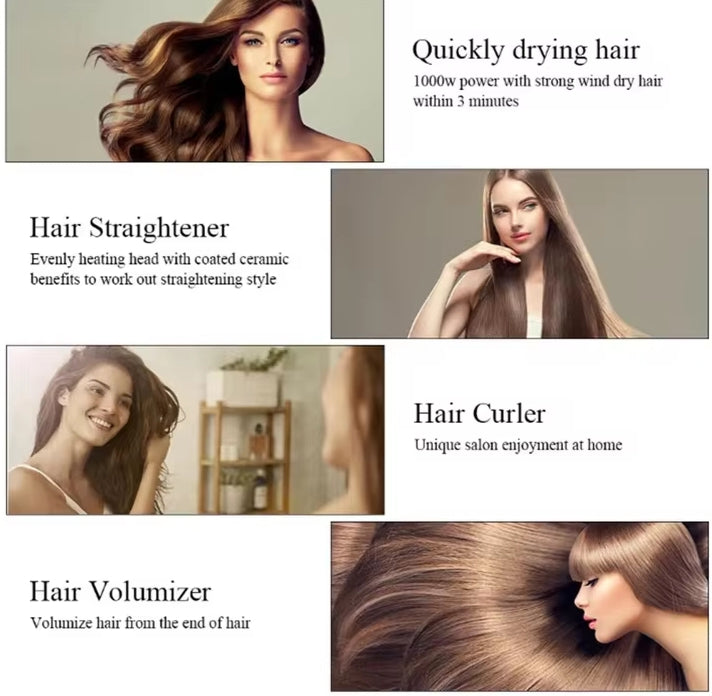 3-in-1 Professional Hot Air Hair Brush Styler – Dryer, Straightener & Curler