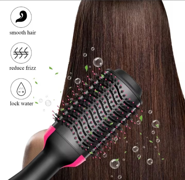 3-in-1 Professional Hot Air Hair Brush Styler – Dryer, Straightener & Curler