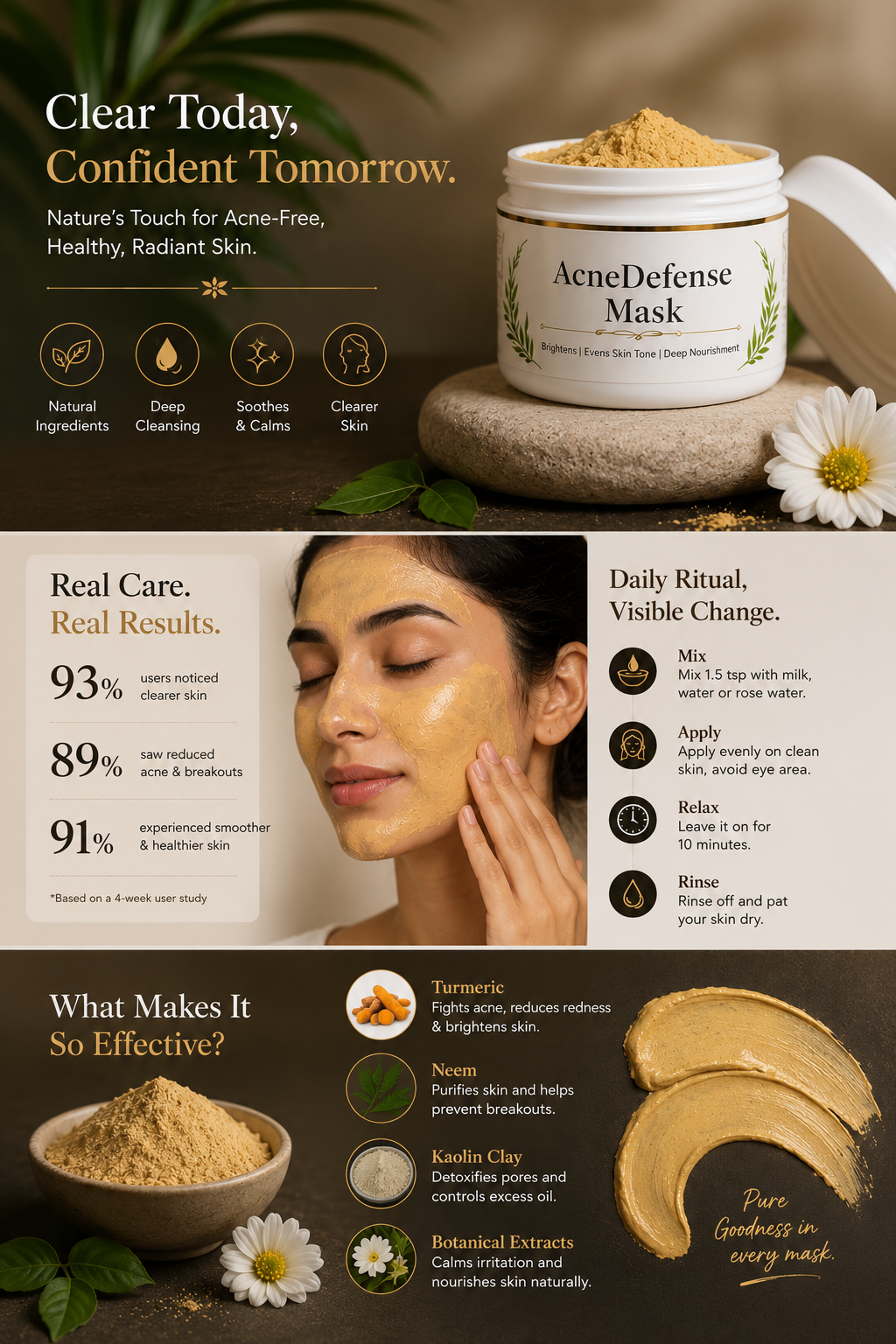 Acne Defense Face Mask 50g – Natural Deep Cleansing & Oil Control Mask