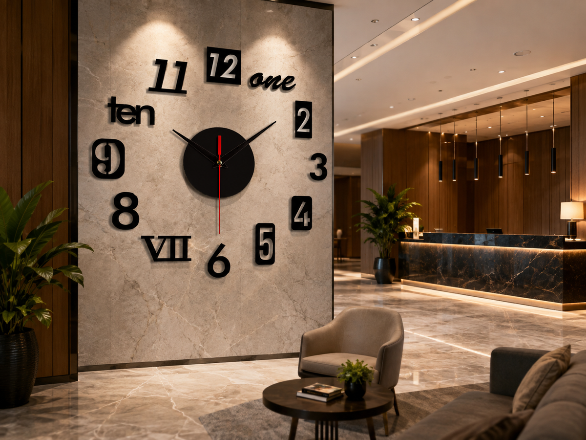 DIY 3D Wooden Wall Clock – Self-Adhesive Decorative Wall Clock for Home Décor