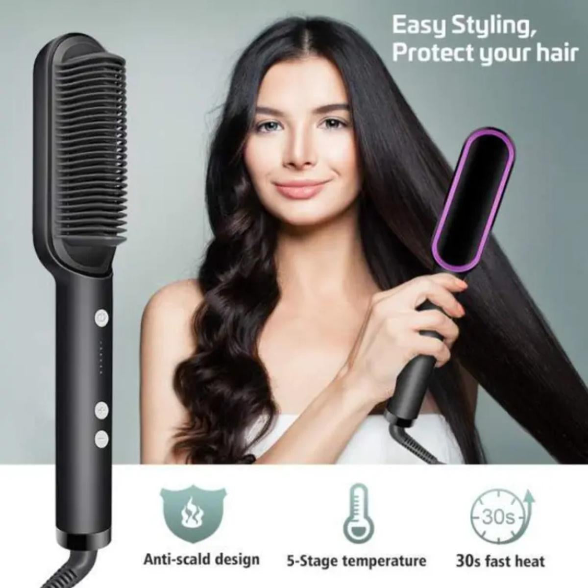 909 Hair Straightener Brush – 6-Mode Electric Hair Straightening Comb