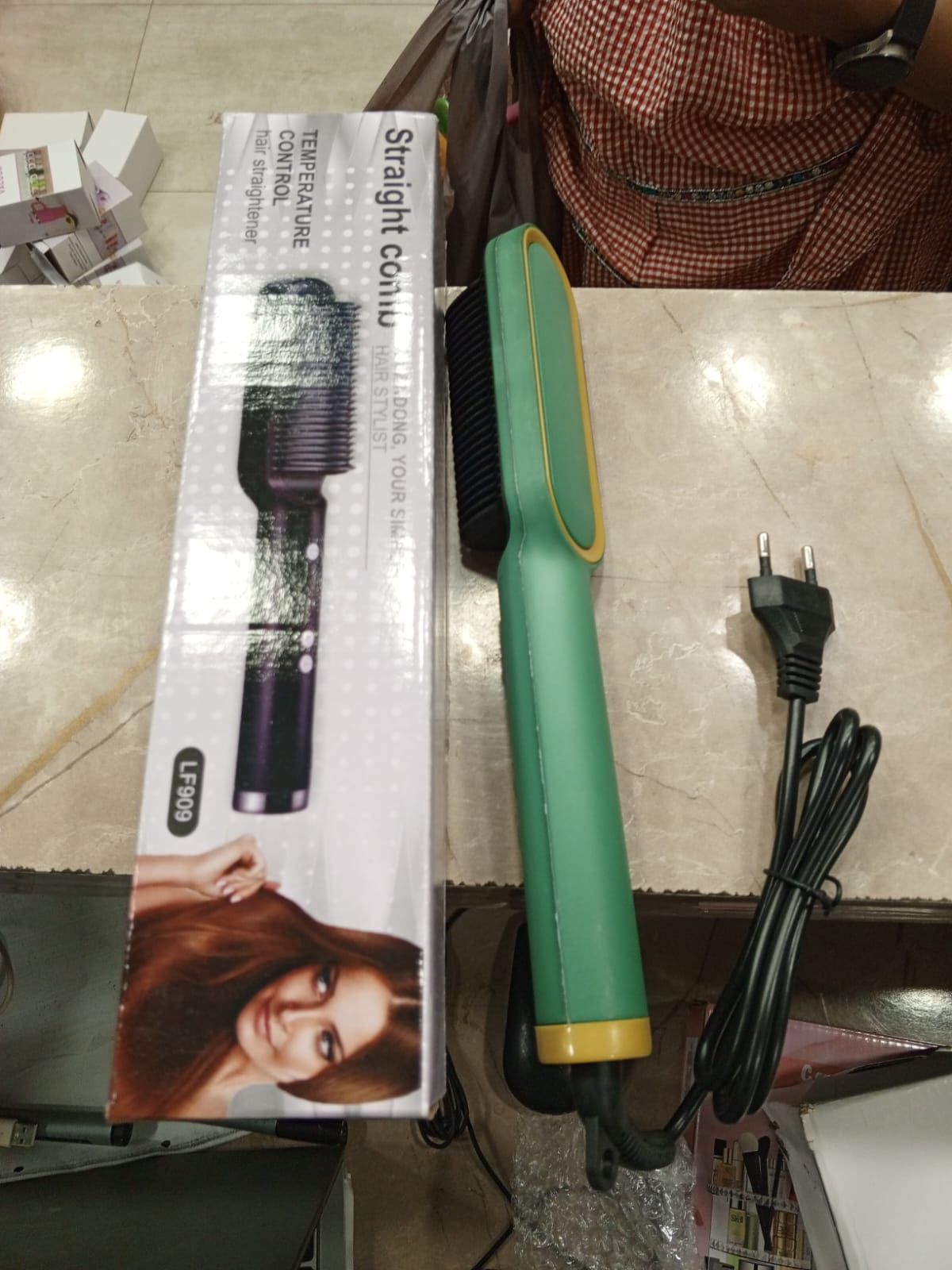 909 Hair Straightener Brush – 6-Mode Electric Hair Straightening Comb