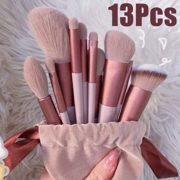 13-Piece Makeup Brush Set with Storage Pouch – Soft Bristle Makeup Brushes