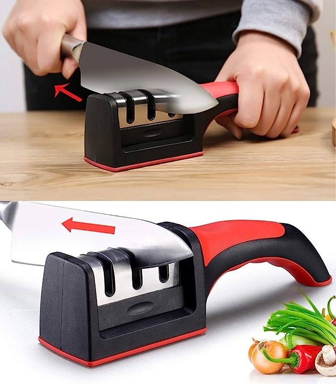 3-in-1 Kitchen Knife Sharpener Set – 3-Stage Knife Sharpener with Peeler