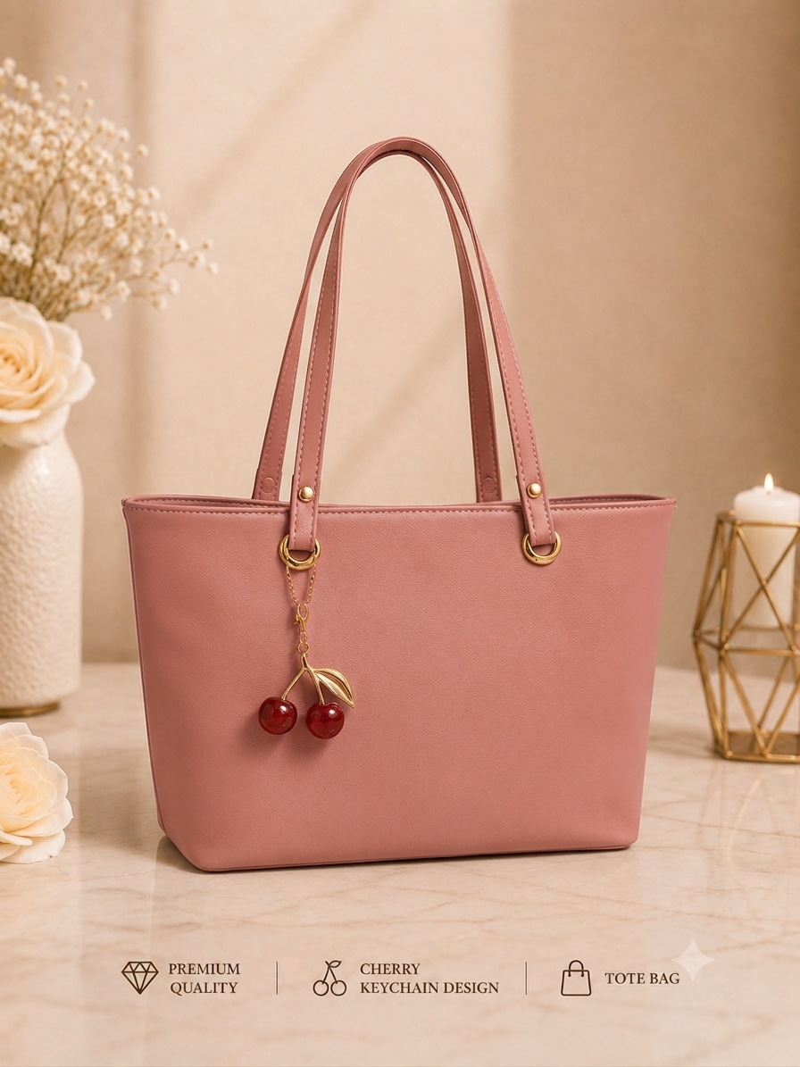 Cherry Charm Women's Tote Bag – Spacious Dual-Compartment Shoulder Bag