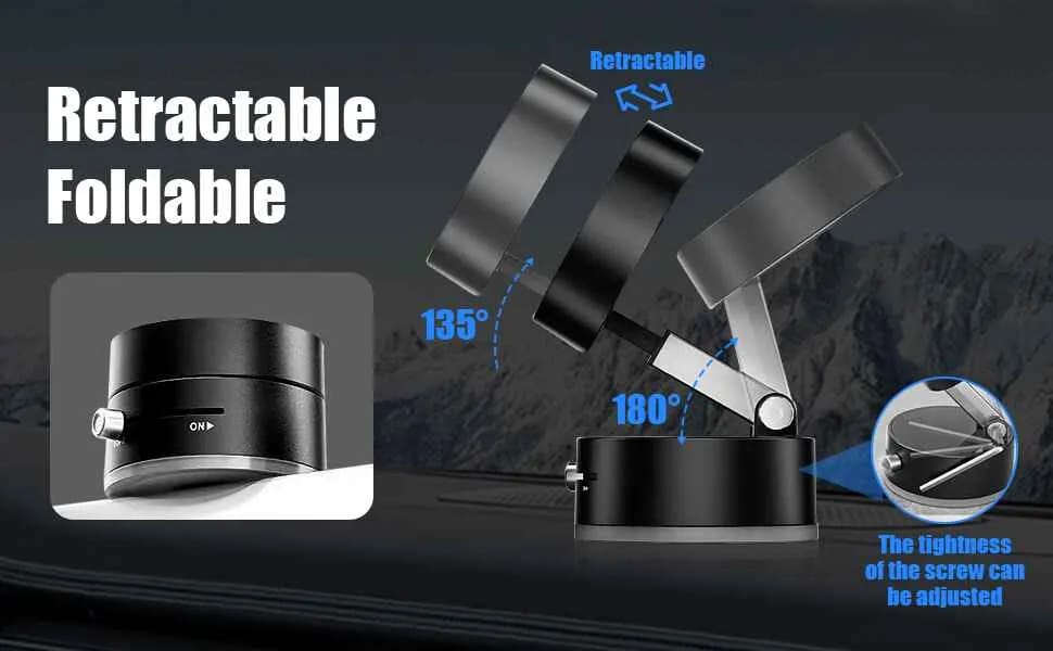 Magnetic Suction Phone Holder – Foldable 360° Adjustable Mount