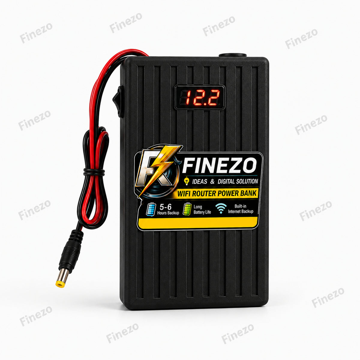Finezo 12V WiFi Router Power Bank 6000mAh – Mini Router UPS with Volt Display