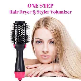 3-in-1 Professional Hot Air Hair Brush Styler – Dryer, Straightener & Curler