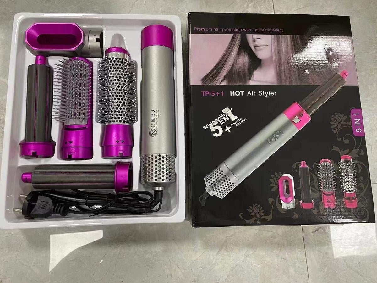 5-in-1 Hair Styler Hot Air Brush – Volumizer, Straightener & Curler