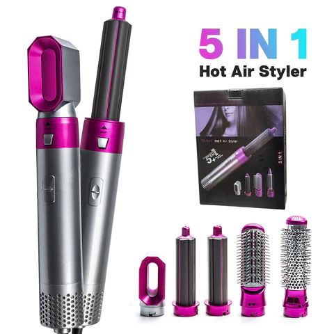 5-in-1 Hair Styler Hot Air Brush – Volumizer, Straightener & Curler